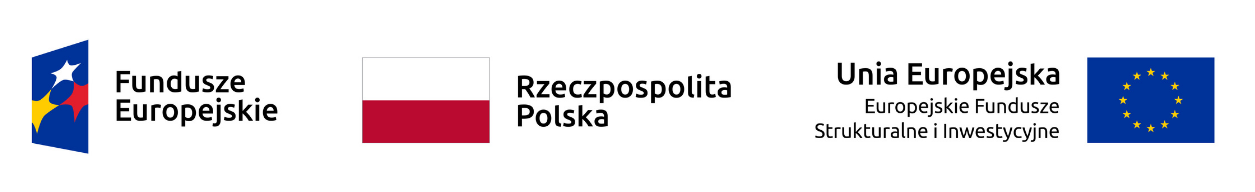 Logotyp Fundusze Europejskie, flaga Rzeczpospolita Polska, flaga Unia Europejska